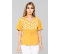 Enorsia Daffodil Suns Floral Printed Bell Sleeve T-Shirt In Yellow Yellow