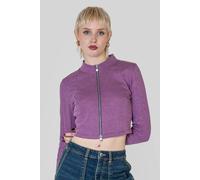 Enorsia Design Jersey Long Sleeve Crop Zip Top In Pink Pink