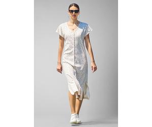 Enorsia Ditsy Floral Printed Ribbed Nightdress In White White