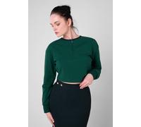 Enorsia Drop Shoulder Half Zip Crop Top In Green Green