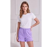 Enorsia Essential Frill Hem Jersey Shorts In Purple Purple