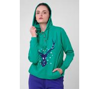 Enorsia Festive Reindeer Green Hoodie Green