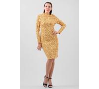 Enorsia Floral Long Sleeve Jersey Mini Dress In Yellow Yellow