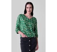 Enorsia Floral Print Button Front Blouse In Green Green