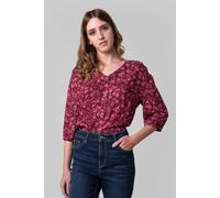 Enorsia Floral Print Button Front Blouse In Red Red
