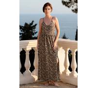 Enorsia Geo Print Tie-Waist Jersey Maxi Dress In Brown Brown