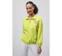 ENORSIA Half Zip High Neck Embroidery Sweatshirt - 16 - Green - 77% Cotton 23% Polyester