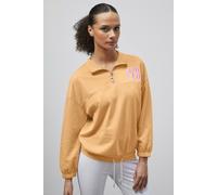 ENORSIA Half Zip High Neck Embroidery Sweatshirt - 16 - Orange - 77% Cotton 23% Polyester