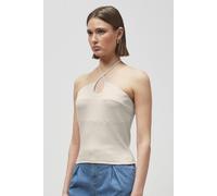 Enorsia Halter Neck Ribbed Cami Vest Top In White White