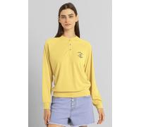 ENORSIA Henley Button Up Long Sleeve Sweatshirt - 12 - Yellow - 100% Polyester