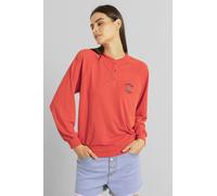 ENORSIA Henley Button Up Long Sleeve Sweatshirt - 8 - Red - 100% Polyester
