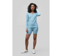Enorsia Henley Long Sleeve Tee & Shorts Rib Jersey Co-Ords In Blue Blue