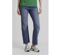 ENORSIA High Waist Raw Hem Flared Jeans - 14 - 80.3% Cotton, 18.7% Polyester, 1% Spandex - Deep Blue