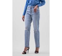Enorsia High Waisted Ripped Straight Fit Jeans In Light Blue Light Blue