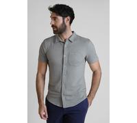 ENORSIA Jersey Searsucker Stripe Short Sleeve Shirt - M - Grey - 60% Cotton, 40% Polyester