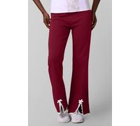 Enorsia Lace Insert Hem Christmas Trouser In Wine Wine