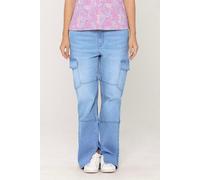 ENORSIA Light Blue Relaxed Utility Side Slit Jeans - 10 - Light Blue - 80.3% Cotton, 18.7% Polyester, 1% Spandex