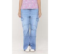 ENORSIA Light Blue Relaxed Utility Side Slit Jeans - 8 - Light Blue - 80.3% Cotton, 18.7% Polyester, 1% Spandex