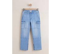 Enorsia Light Blue Relaxed Utility Side Slit Jeans Light Blue