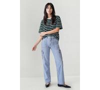 Enorsia Light Wash Cargo Jeans In Blue Blue