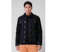 ENORSIA Long Sleeve Raw Denim Jacket - L - Blue - 99% Cotton, 1% Spandex