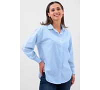 Enorsia Long Sleeve Stripe Poplin Shirt In Blue Blue