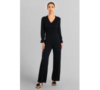 Enorsia Long Sleeve Wrap Jumpsuit In Black Black