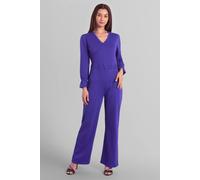 Enorsia Long Sleeve Wrap Jumpsuit In Blue Blue