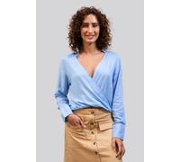 Enorsia Long Sleeves Wrap Blouse In Blue Blue