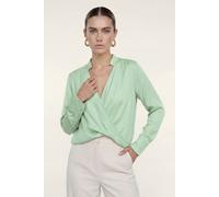 Enorsia Long Sleeves Wrap Blouse In Green Green