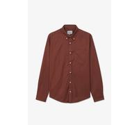 ENORSIA Men Button Down Collar Long Sleeve Shirt - M - Dark Brown - 98% BCI Cotton 2% Spandex