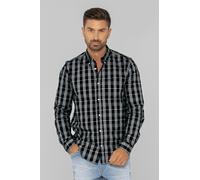 ENORSIA Men Button Down Collar Long Sleeve Shirt - S - Black - 98% BCI Cotton 2% Spandex