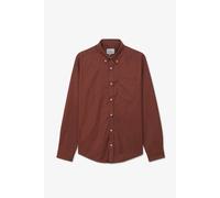 ENORSIA Men Button Down Collar Long Sleeve Shirt - S - Dark Brown - 98% BCI Cotton 2% Spandex