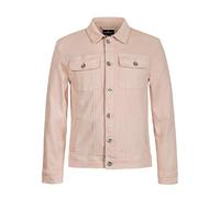 Enorsia Men’s Denim Jacket Regular Fit Over Dye Style with Classic Collar - Buttoned Cuffs, Flap Chest Pocket, Zigzag Stitching, Soft Cotton-Rich Fabric Casual Jackets for Men - Cream, Large