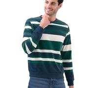 Enorsia Men’s Stripe Crew Neck Sweatshirt - Premium Cotton Terry Pullover Regular Fit Jumper - Soft Breathable Casual Layering Men’s Sweatshirt for Everyday Comfort - Green, Size Large UK