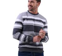 Enorsia Men’s Stripe Crew Neck Sweatshirt - Premium Cotton Terry Pullover Regular Fit Jumper - Soft Breathable Casual Layering Men’s Sweatshirt for Everyday Comfort - Grey, Size X-Large UK
