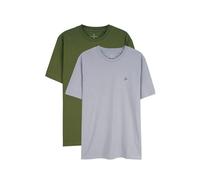 Enorsia Mens 2 Pack Short Sleeve Cotton T-Shirt with Soft Lightweight Fabric Crew Neck Tees with Embroidered Logo Casual Everyday Wear (L, Olive & Grey)