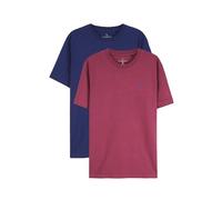 Enorsia Mens 2 Pack Short Sleeve Cotton T-Shirt with Soft Lightweight Fabric Crew Neck Tees with Embroidered Logo Casual Everyday Wear (S, Navy & Red)