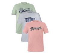 Enorsia Mens 3 Pack T-Shirts Comfortable Breathable Summer Crew Neck Cotton T-Shirt for Men (L, Green/Grey/Pink)