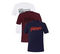 Enorsia Mens 3 Pack T-Shirts Comfortable Breathable Summer Crew Neck Cotton T-Shirt for Men (L, White/Red/Navy)