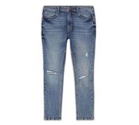 Enorsia Mens Authentic Skinny Fit Blue Jeans with Five Pocket Design, Branded Button Closure, Trendy Distressed Finish and Cotton Stretch Fabric (38, Mid Blue)