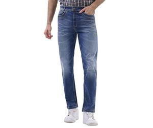 Enorsia Mens Authentic Straight Leg Jeans with 5 Pockets, Branded Button, Zip Fly Fastening and Soft Cotton Fabric (UK, Numeric, 34, Slim, Regular, Mid Blue)