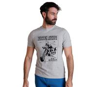 Enorsia Mens Biker Graphic Printed T-Shirt with 100% Cotton Breathable Fabric Classic Crew Neck Distressed Vintage Biker Design Regular Fit Mens T-Shirt (XXL, Grey)
