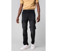 ENORSIA Mens Black Regular Fit Stretch Utility Jeans - 38 - Black - 70% Cotton, 19.7% Reprove Polyester, 8.4% Rayon, 1.9% Elastane