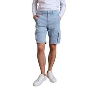 Enorsia Mens Blue Denim Cargo Shorts - Stretch Vintage Wash Jean Shorts with Multiple Pockets, Button & Zip Fly, Belt Loops - Casual Summer Workwear (32, Light Blue)