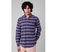 Enorsia Men's Blue Grey Stripe Long Sleeves Shirt in Navy | Size: Medium Enorsia Navy M