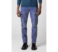 ENORSIA Mens Blue Regular Fit Utility Jeans - 30 - Blue - 99% Cotton 1% Spandex