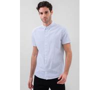 Enorsia Men's Blue White Check Button Down Short Sleeves Shirt in Light Blue | Size: Small Enorsia Light Blue S