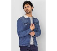 Enorsia Men's Borg Collar Cotton Denim Tucker Jacket in Blue | Size: Large Enorsia Blue L