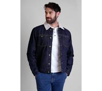 Enorsia Men's Borg Collar Raw Denim Jacket in Dark Blue | Size: Large Enorsia Dark Blue L